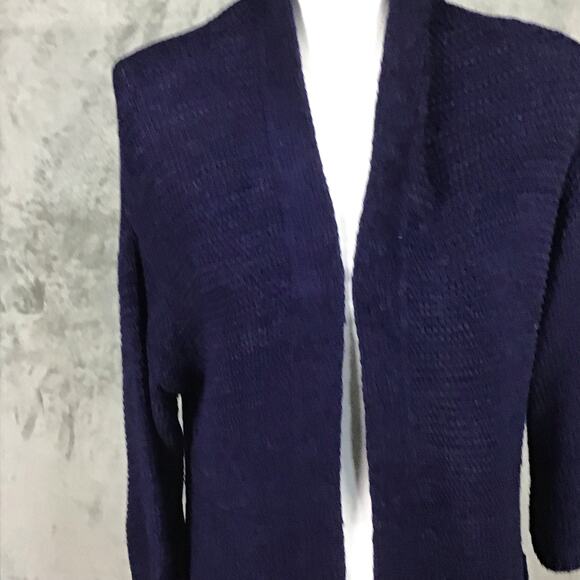 CENY Womens Cardigan Medium Blue Open Front Long Sleeve Pockets Acrylic Nylon - Picture 15 of 16